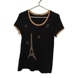 Tricotto Black and Gold Eiffel Tower Tee
